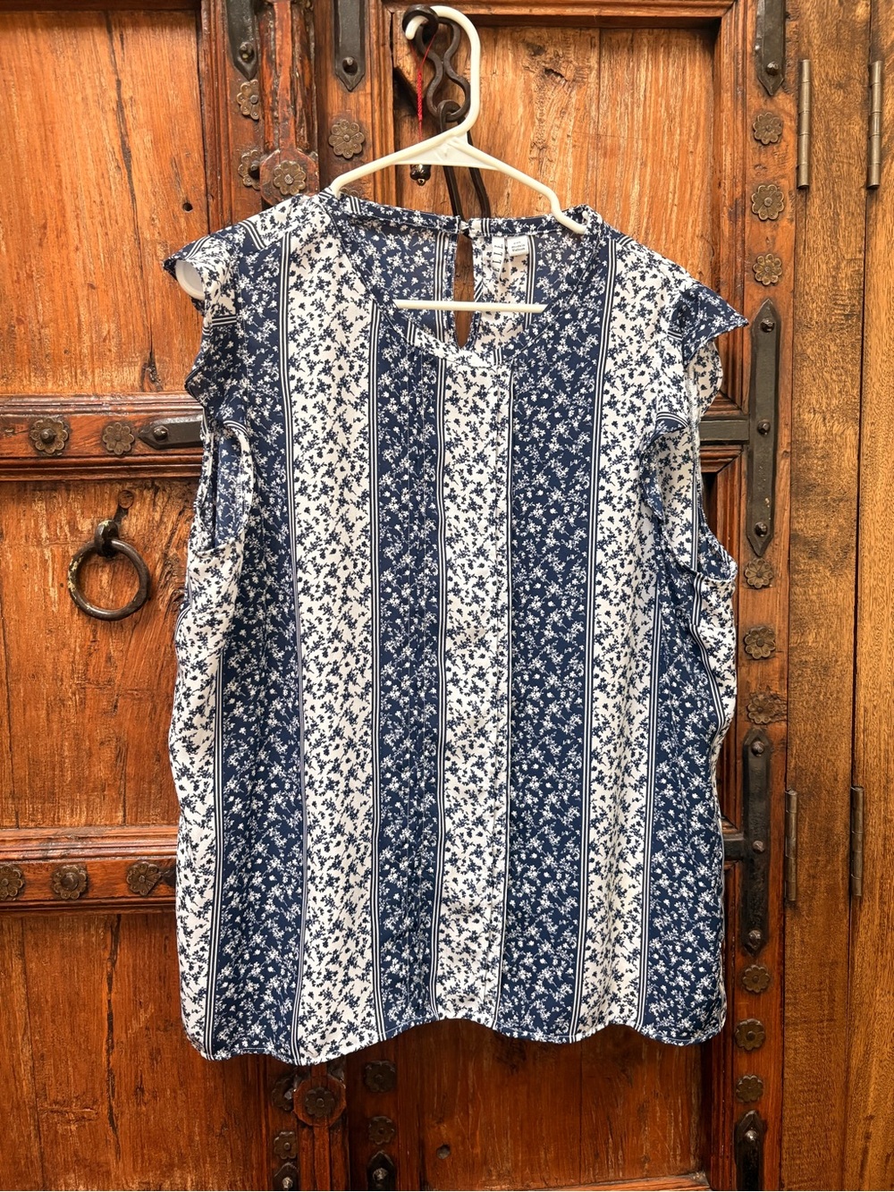 Elle Blue Floral Sleeveless Top SZ XXL